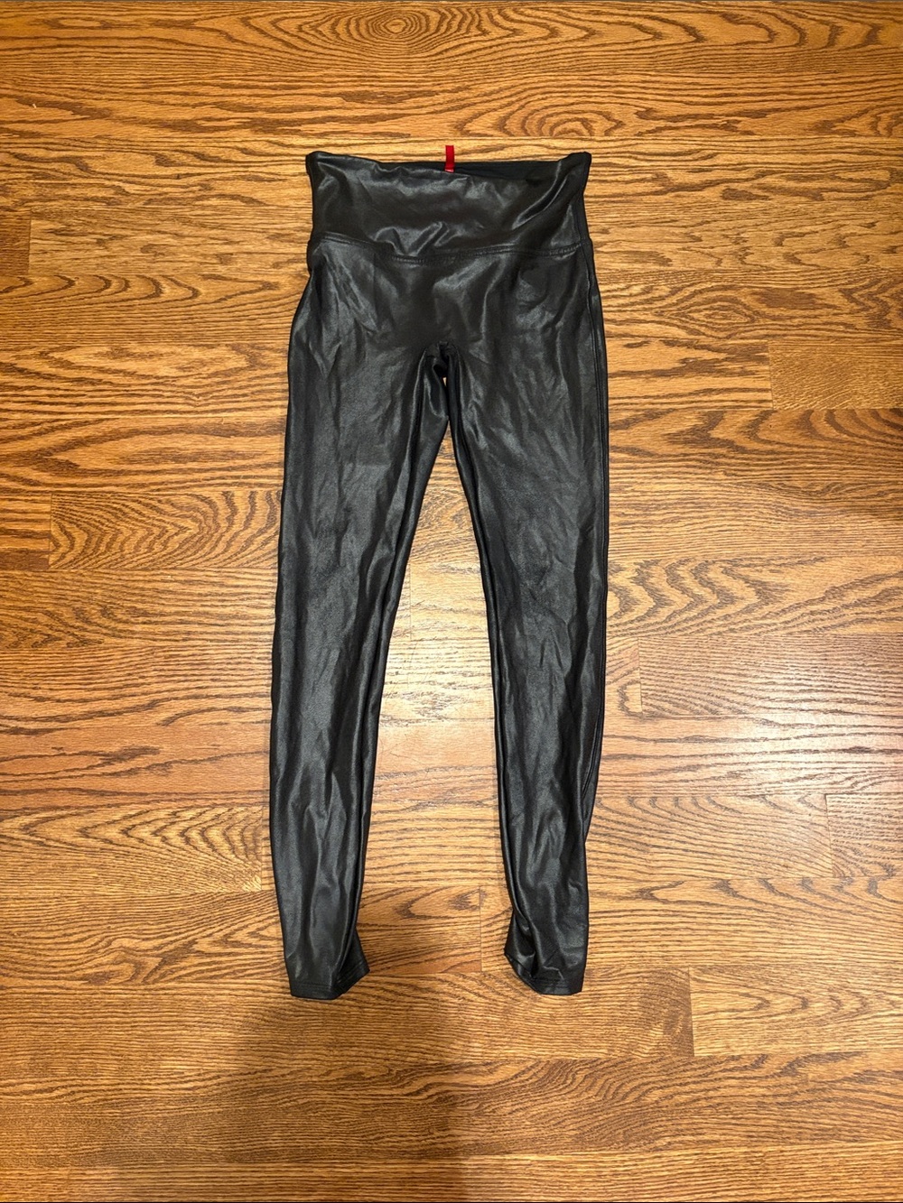 SPANX Black Faux Leather Skirt with Subtle Shine